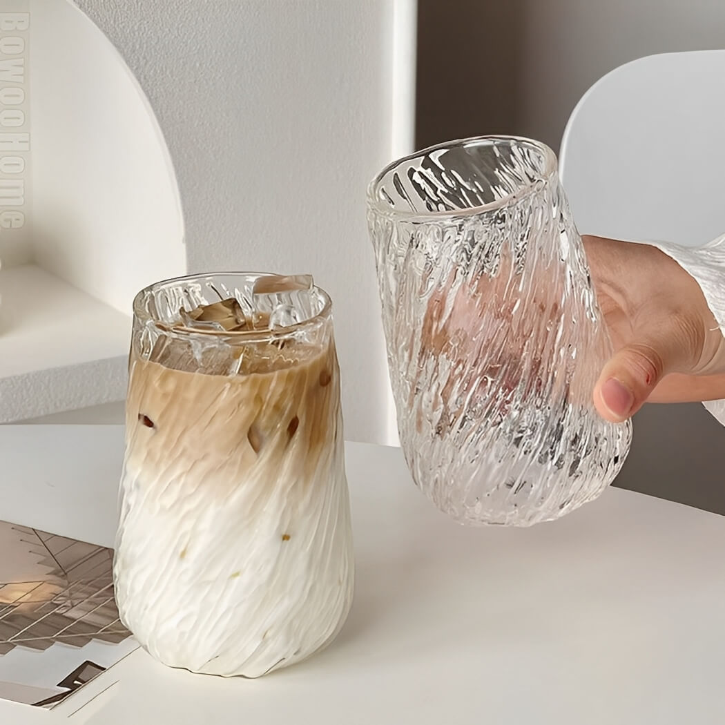 BowooHome グラス コーヒーカップ 耐熱 耐冷 ガラス オシャレ ティーカップ カップ 食洗器可 Coffee Cup お手入れ簡単