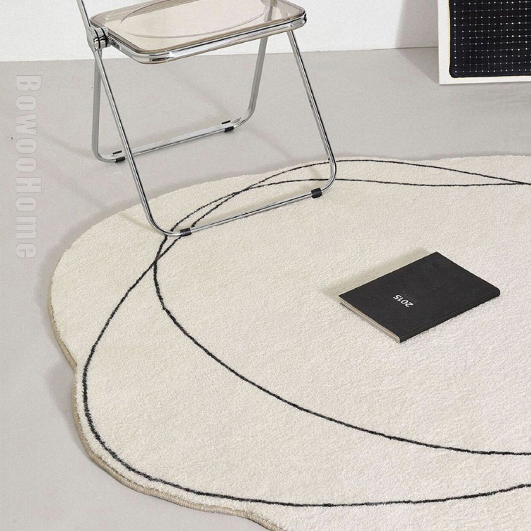 BowooHome ラグ 円形 ラグマット おしゃれ カーペット 洗える 短い毛足 厚め 絨毯 滑り止め付き 掃除易い 床暖房対応 オールシーズン