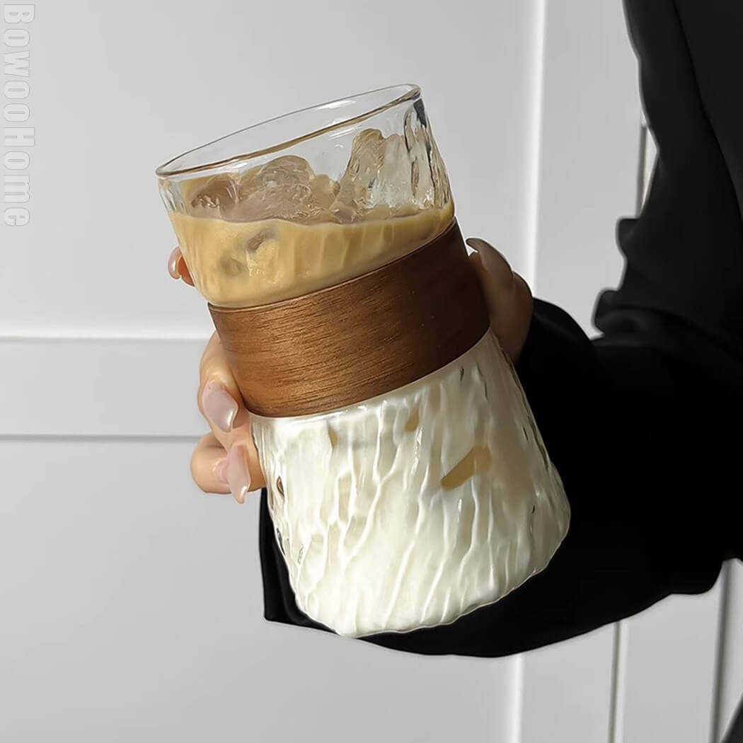 BowooHome グラス コーヒーカップ シンプル 耐熱 耐冷 ティーカップ シンプル オシャレ 食洗器可 ガラス カップ Coffee Cup お手入れ簡単