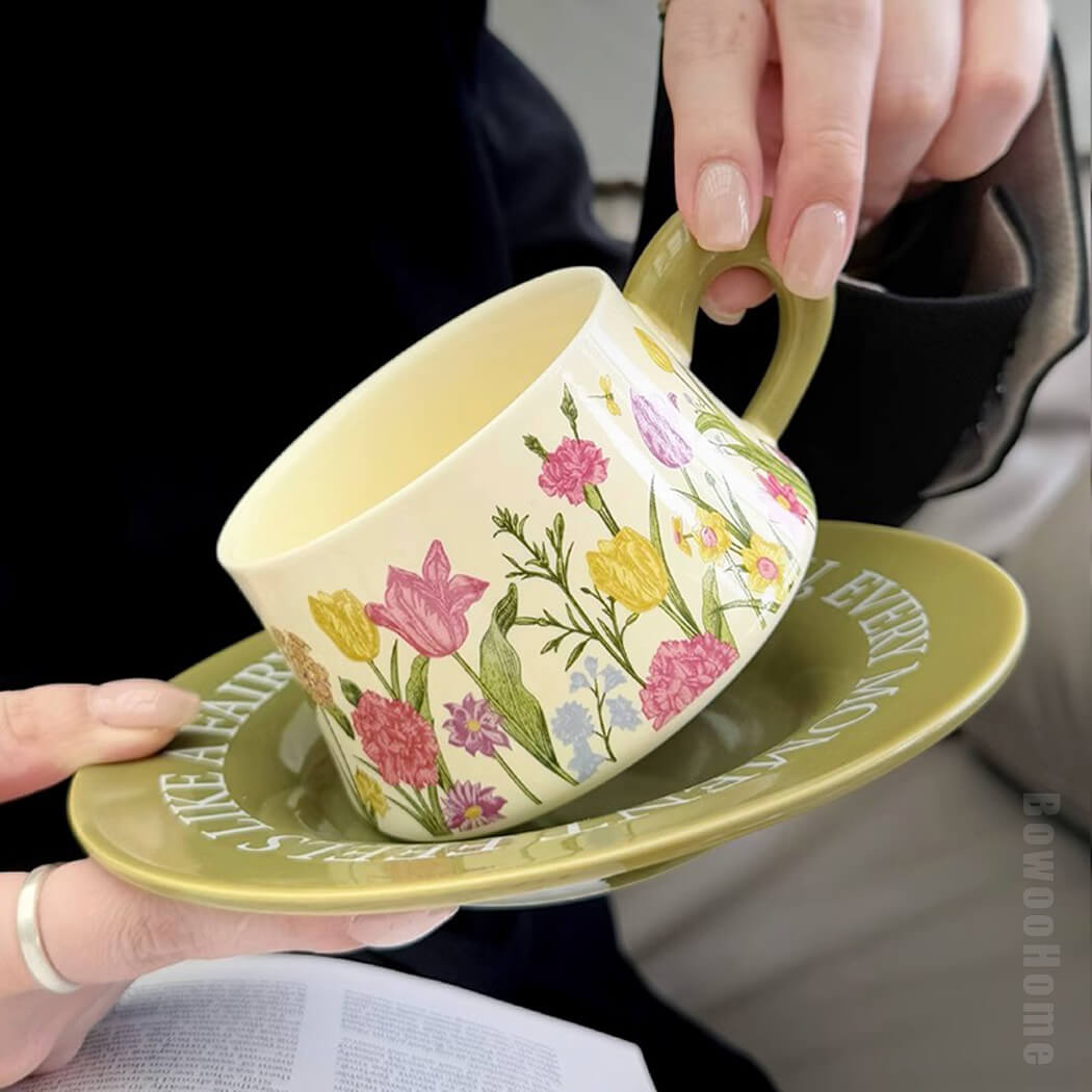 BowooHome コーヒーカップ 磁器 ティーカップ コップ 家庭用 店舗用 ミルクティー 飲料 お茶 Coffee Cup 耐熱 耐冷 食洗器可 お手入れ簡単