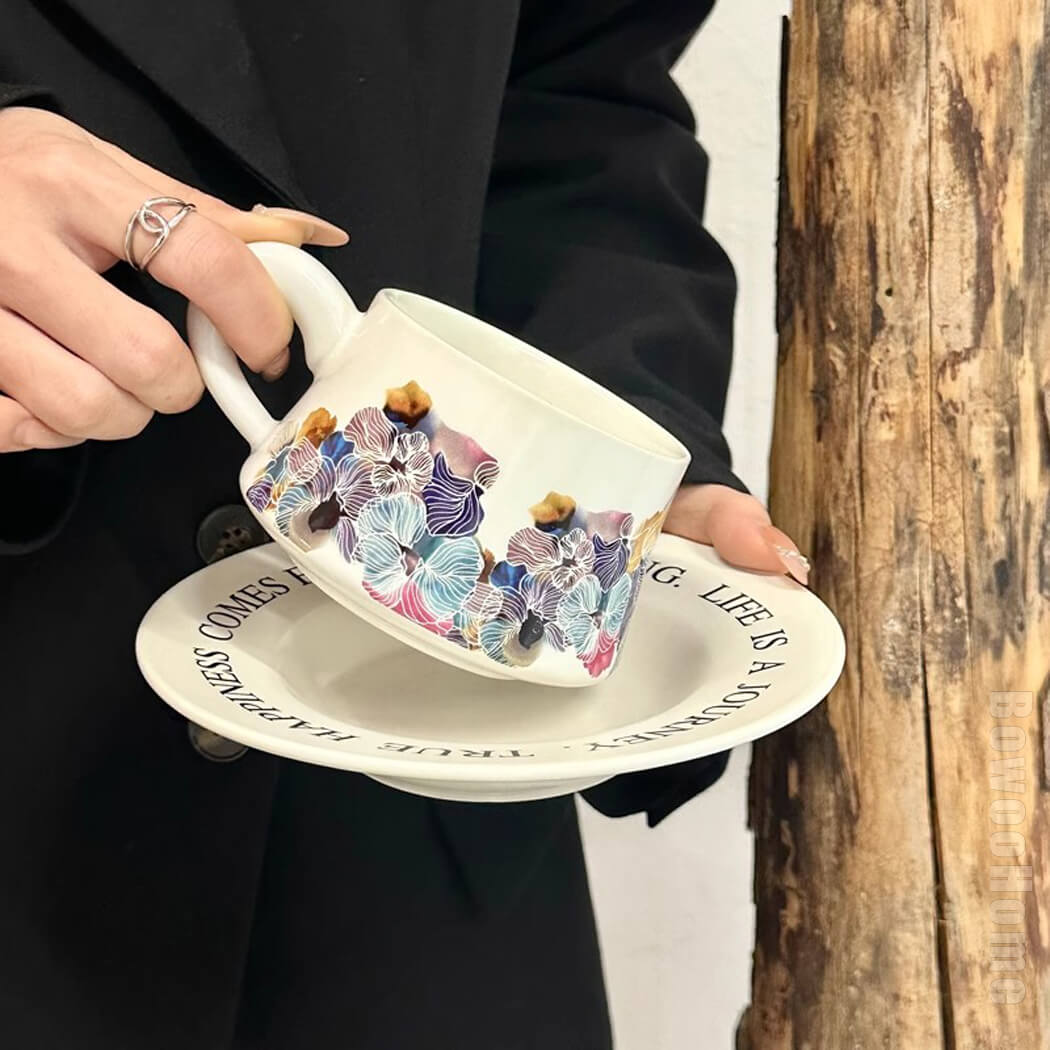 BowooHome コーヒーカップ 磁器 ティーカップ コップ 家庭用 店舗用 ミルクティー お茶 飲料 Coffee Cup 耐熱 耐冷 食洗器可 お手入れ簡単