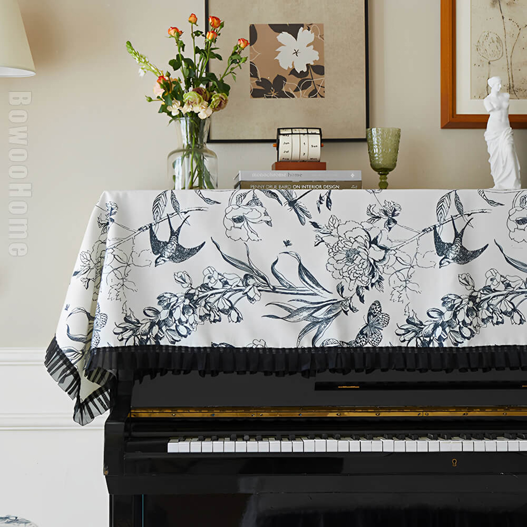 BowooHome ピアノカバー トップカバー ピアノ 防塵カバー ピアノ保護 おしゃれ 簡約 エレガント アップライトピアノカバー アップライトピアノをホコリや傷から保護するピアノカバー