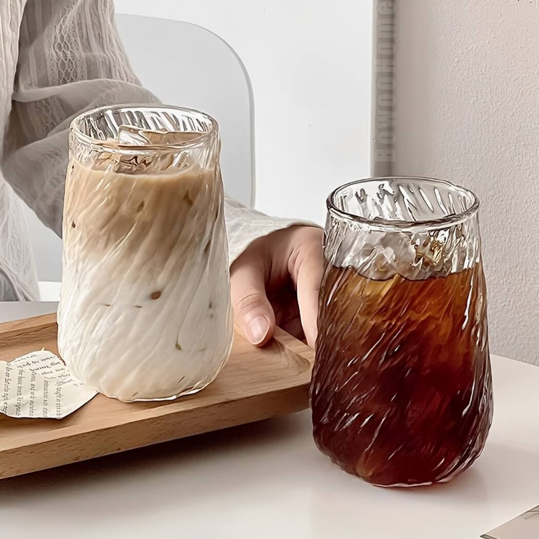 BowooHome グラス コーヒーカップ 耐熱 耐冷 ガラス オシャレ ティーカップ カップ 食洗器可 Coffee Cup お手入れ簡単