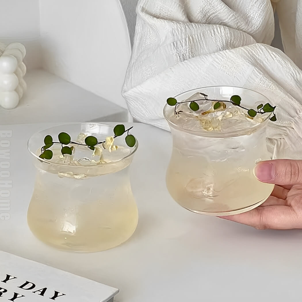 BowooHome グラス コーヒーカップ 耐熱 耐冷 ティーカップ ガラス シンプル オシャレ カップ 食洗器可 Coffee Cup お手入れ簡単