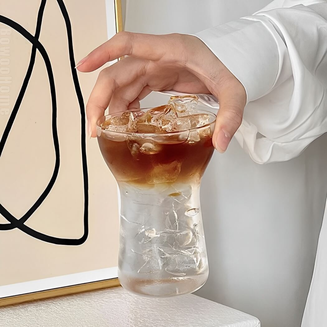 BowooHome グラス コーヒーカップ 耐熱 耐冷 ティーカップ シンプル オシャレ ガラス カップ 食洗器可 Coffee Cup お手入れ簡単