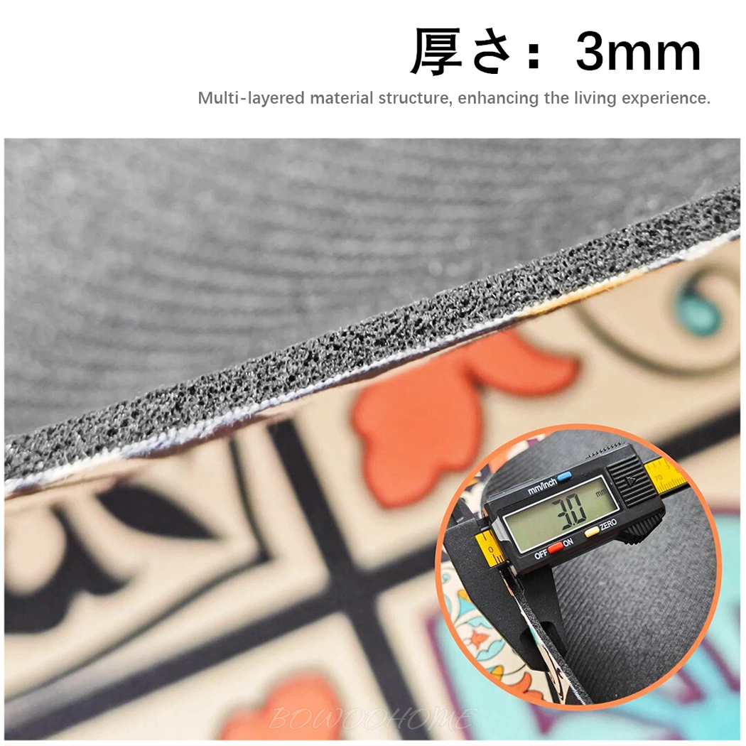 BowooHome バスマット ドアマット 吸水速乾 平らな表面 薄い 滑り止め付き キッチンマット 洗える 掃除しやすい