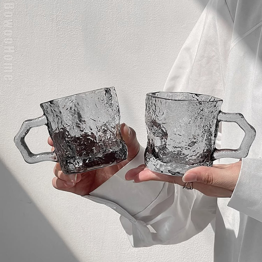 BowooHome ガラスカップ グラス コーヒーカップ ティーカップ コップ オシャレ 耐熱 耐冷 Coffee Cup 食洗器可 お手入れ簡単