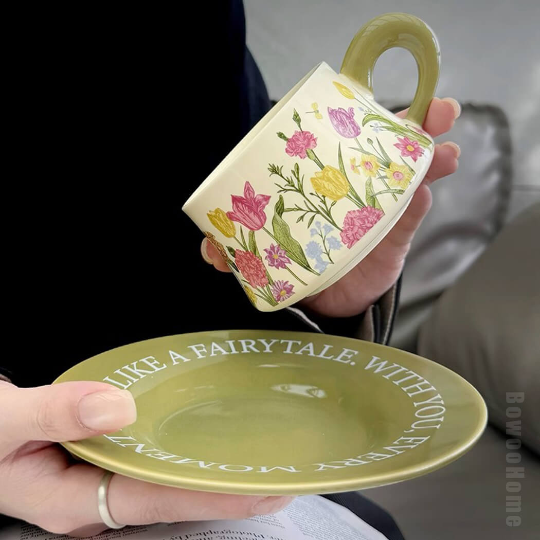 BowooHome コーヒーカップ 磁器 ティーカップ コップ 家庭用 店舗用 ミルクティー 飲料 お茶 Coffee Cup 耐熱 耐冷 食洗器可 お手入れ簡単