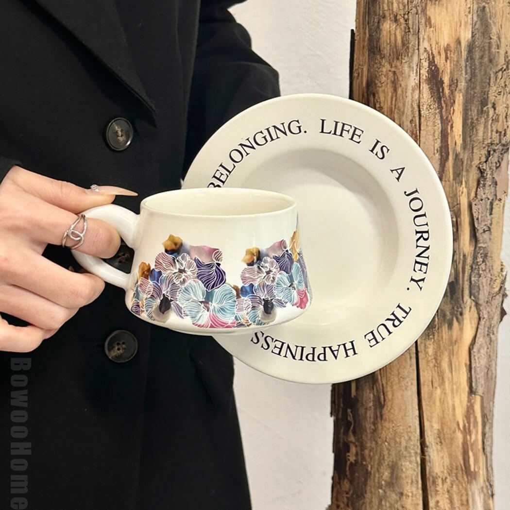 BowooHome コーヒーカップ 磁器 ティーカップ コップ 家庭用 店舗用 ミルクティー お茶 飲料 Coffee Cup 耐熱 耐冷 食洗器可 お手入れ簡単