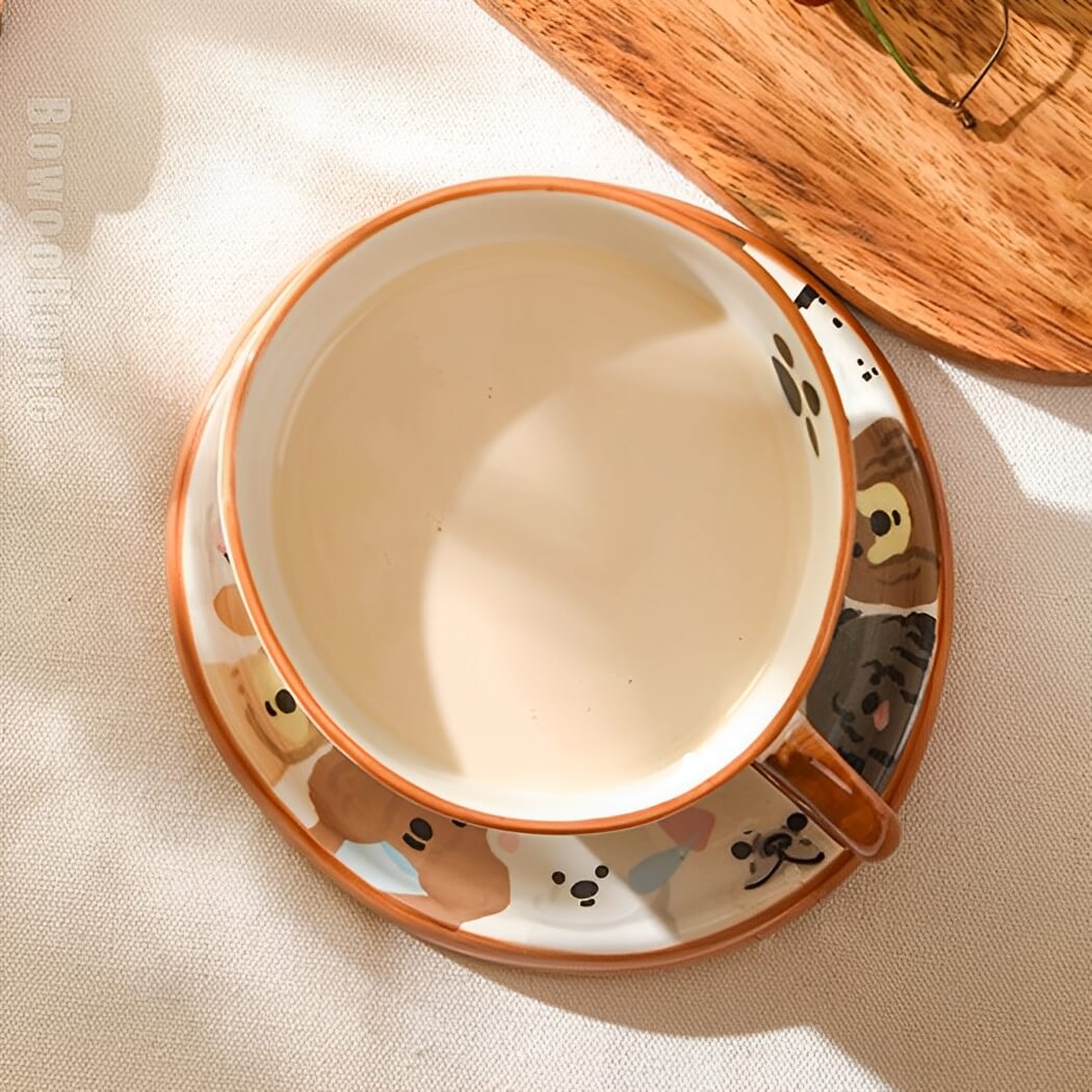 BowooHome コーヒーカップ 磁器 ティーカップ コップ 家庭用 店舗用 ミルクティー Coffee Cup 飲料 お茶 耐熱 耐冷 可愛い 食洗器可 お手入れ簡単