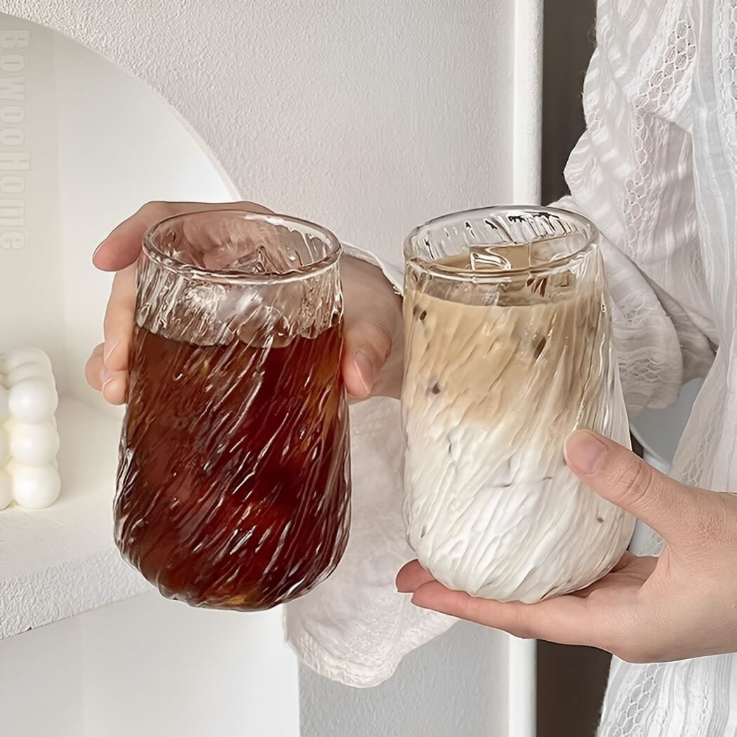 BowooHome グラス コーヒーカップ 耐熱 耐冷 ガラス オシャレ ティーカップ カップ 食洗器可 Coffee Cup お手入れ簡単