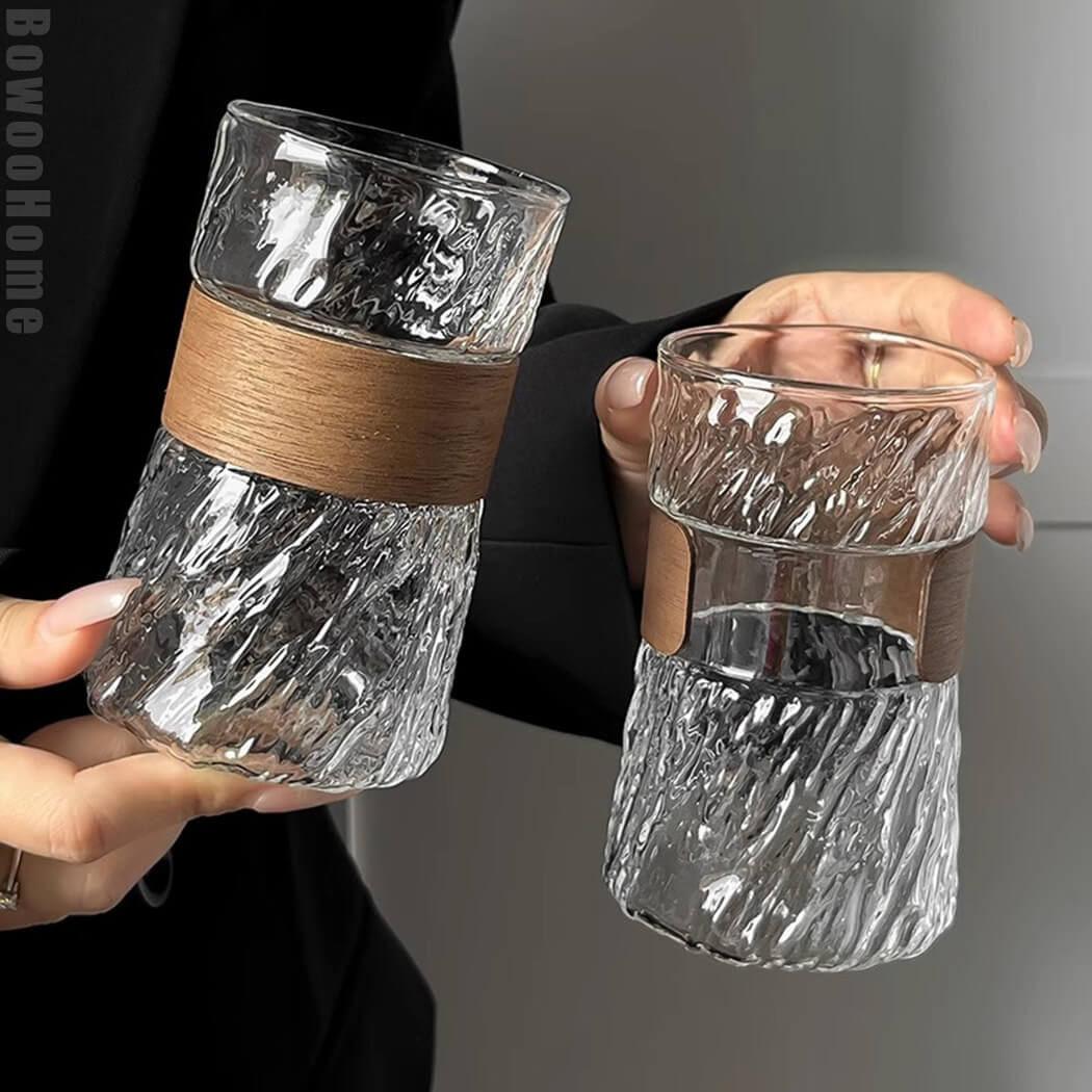 BowooHome グラス コーヒーカップ シンプル 耐熱 耐冷 ティーカップ シンプル オシャレ 食洗器可 ガラス カップ Coffee Cup お手入れ簡単