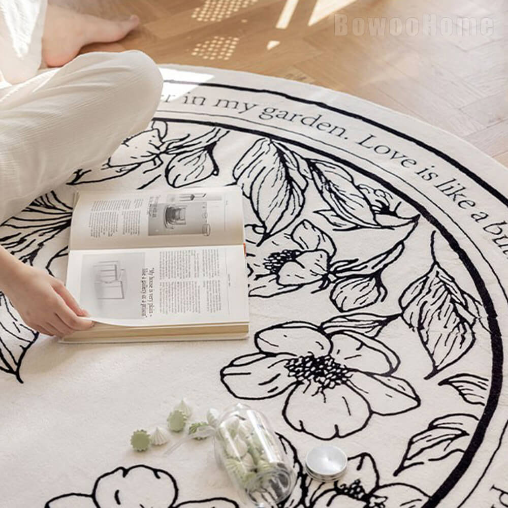 BowooHome ラグ 円形 短絨 北欧 ラグマット おしゃれ カーペット 洗える 掃除やすい 滑り止め付き