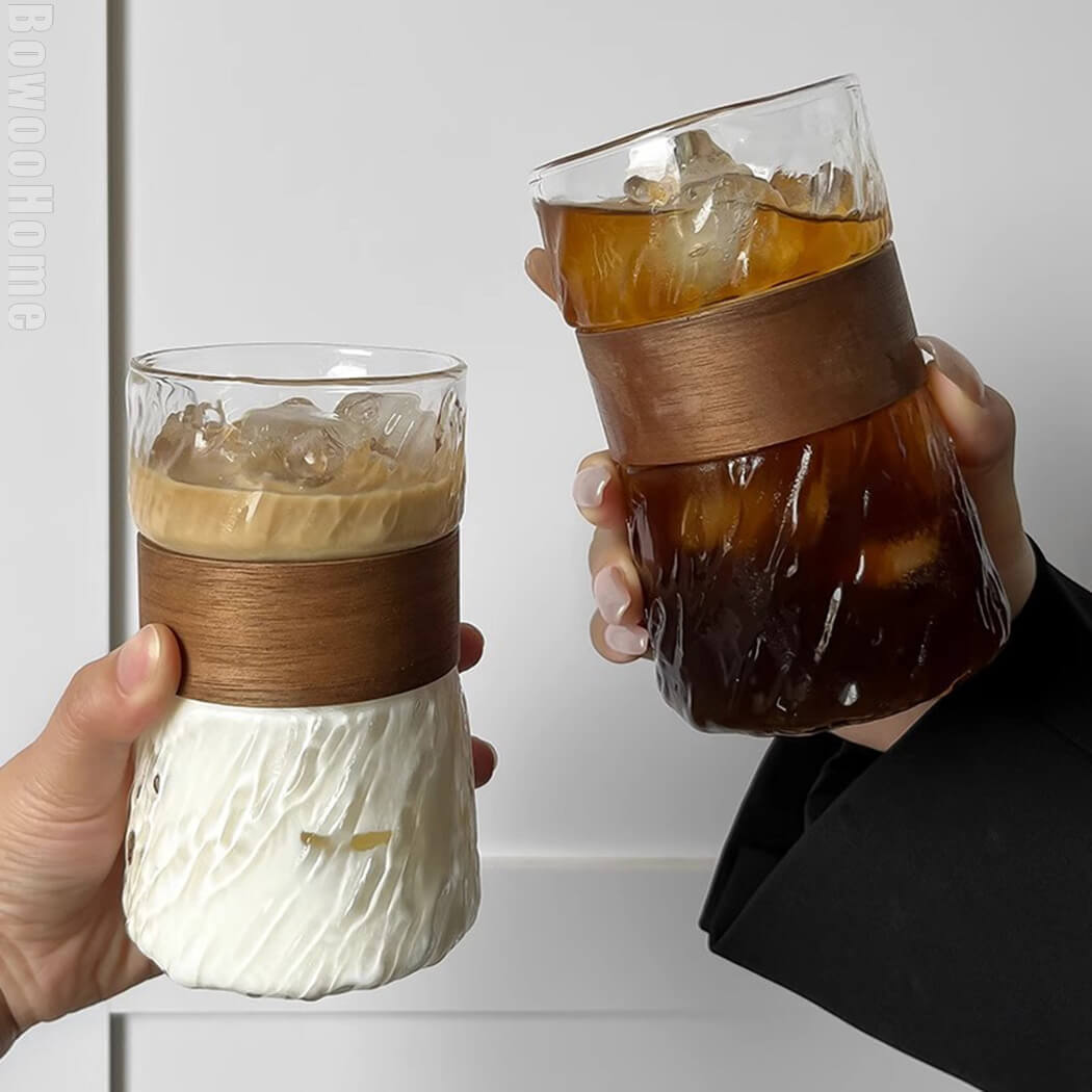 BowooHome グラス コーヒーカップ シンプル 耐熱 耐冷 ティーカップ シンプル オシャレ 食洗器可 ガラス カップ Coffee Cup お手入れ簡単