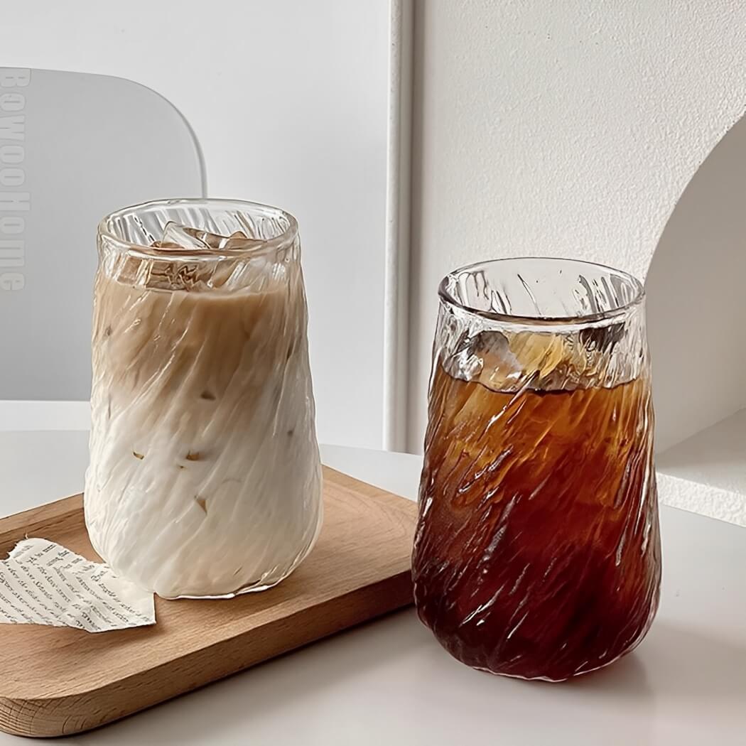 BowooHome グラス コーヒーカップ 耐熱 耐冷 ガラス オシャレ ティーカップ カップ 食洗器可 Coffee Cup お手入れ簡単