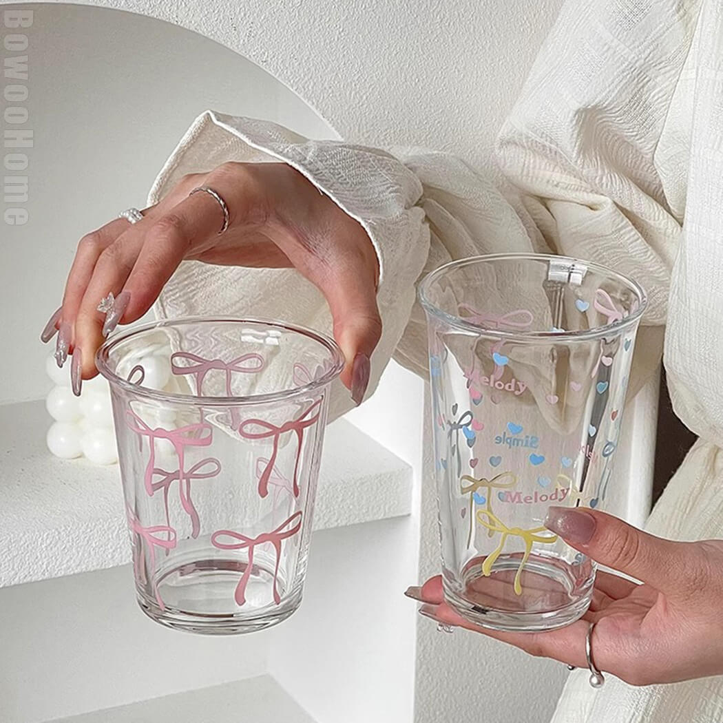 BowooHome グラス ガラスコップ コーヒー ティーコップ 耐熱 耐冷 食洗器可 お手入れ簡単 Coffee Cup