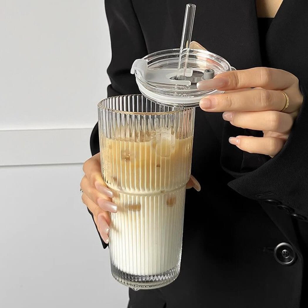 BowooHome グラス コーヒーカップ 耐熱 耐冷 オシャレ ガラス シンプル カップ 食洗器可 Coffee Cup ティーカップ お手入れ簡単