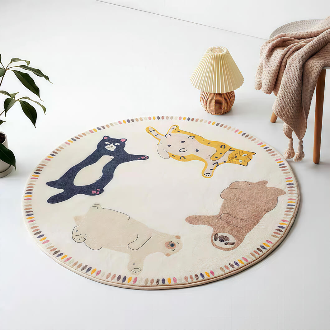 BowooHome ラグ 円形 おしゃれ 可愛い 子供部屋 シンプル 短毛 カーペット ラグマット 洗える 掃除簡単 滑り止め付き 四季通用