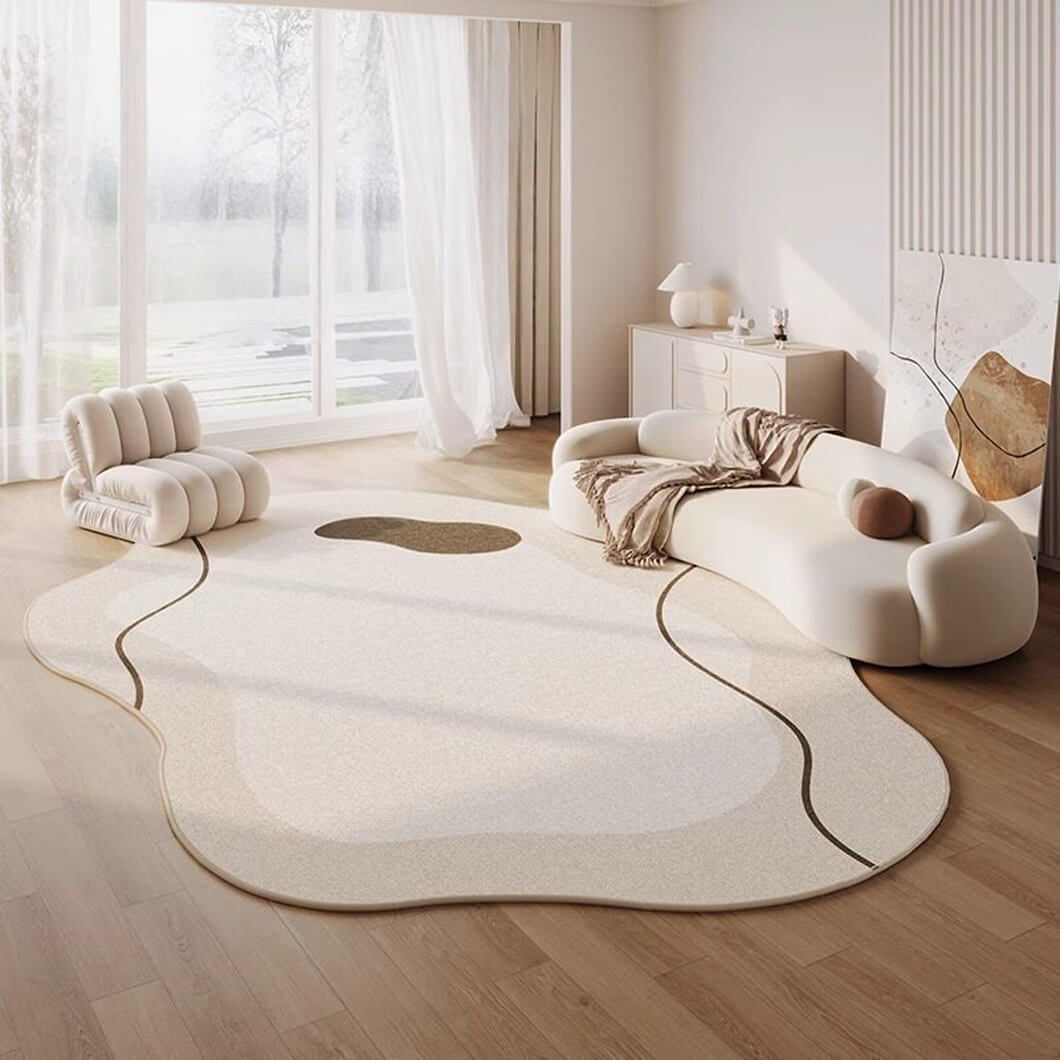 BowooHome  おしゃれ シンプル ラグマット 楕円形 変形 ラグ 短毛 カーペット 洗える 掃除やすい 滑り止め付き 春夏秋冬使える