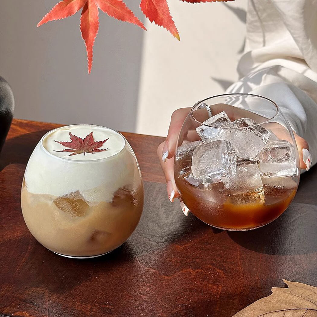 BowooHome コーヒーコップ グラス ガラスコップ 家庭用 店舗用 コーヒーカップ ミルクティー 飲料 お茶 耐冷 耐熱 食洗器可 お手入れ簡単