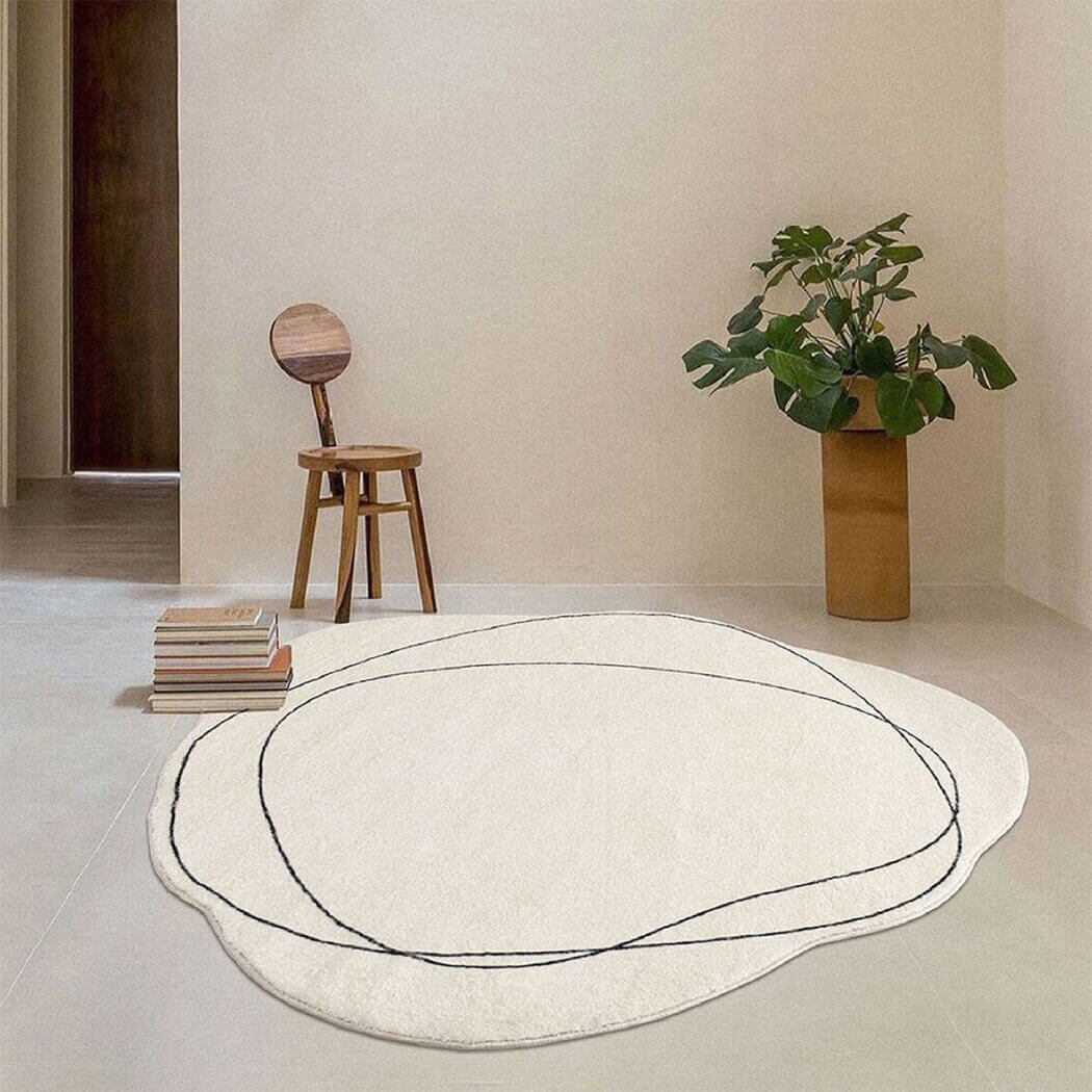 BowooHome ラグ 円形 ラグマット おしゃれ カーペット 洗える 短い毛足 厚め 絨毯 滑り止め付き 掃除易い 床暖房対応 オールシーズン
