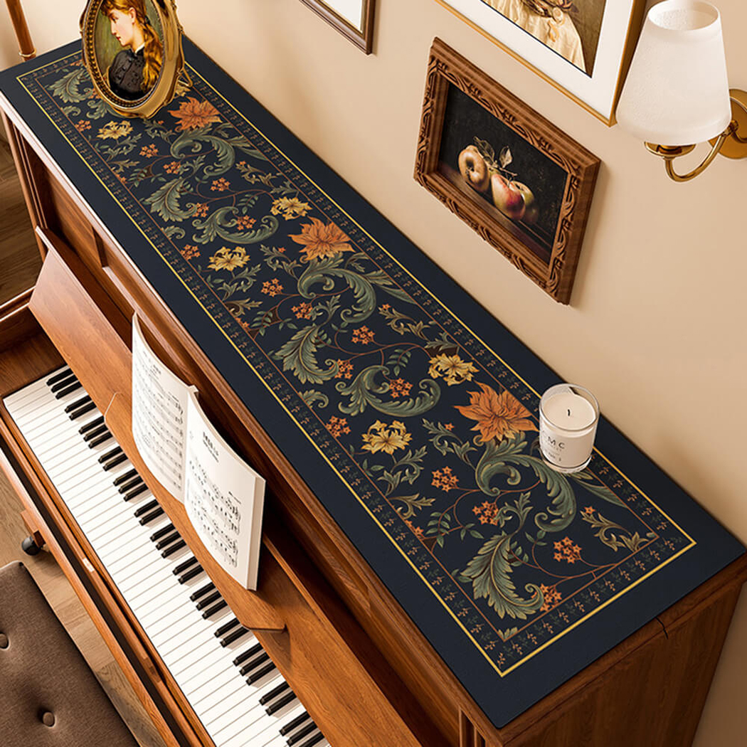 BowooHome ピアノカバー ピアノ天板カバー トップカバー おしゃれ エレガント 花柄 防塵カバー ピアノ保護 アップライトピアノカバー アップライトピアノをホコリや傷から保護するピアノカバー