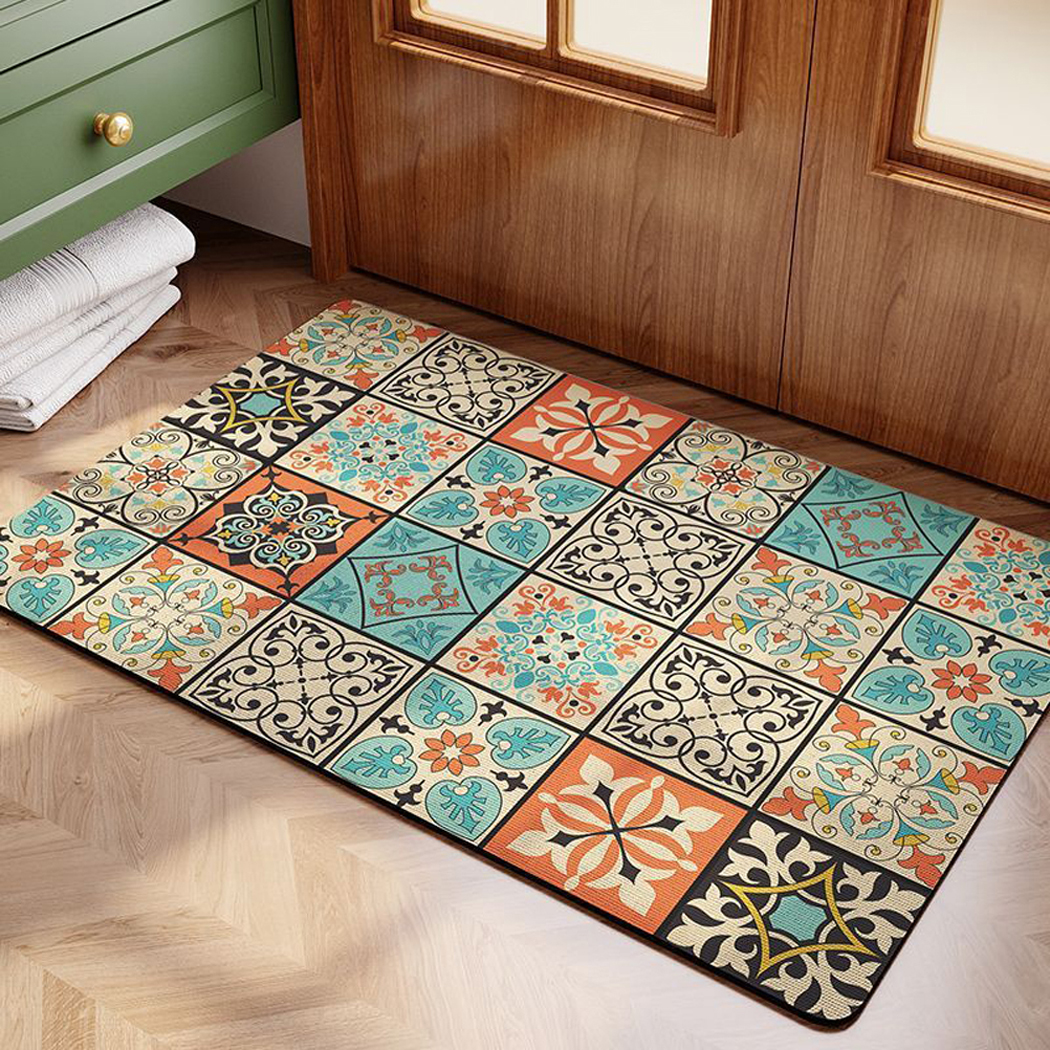 BowooHome バスマット ドアマット 吸水速乾 平らな表面 薄い 滑り止め付き キッチンマット 洗える 掃除しやすい