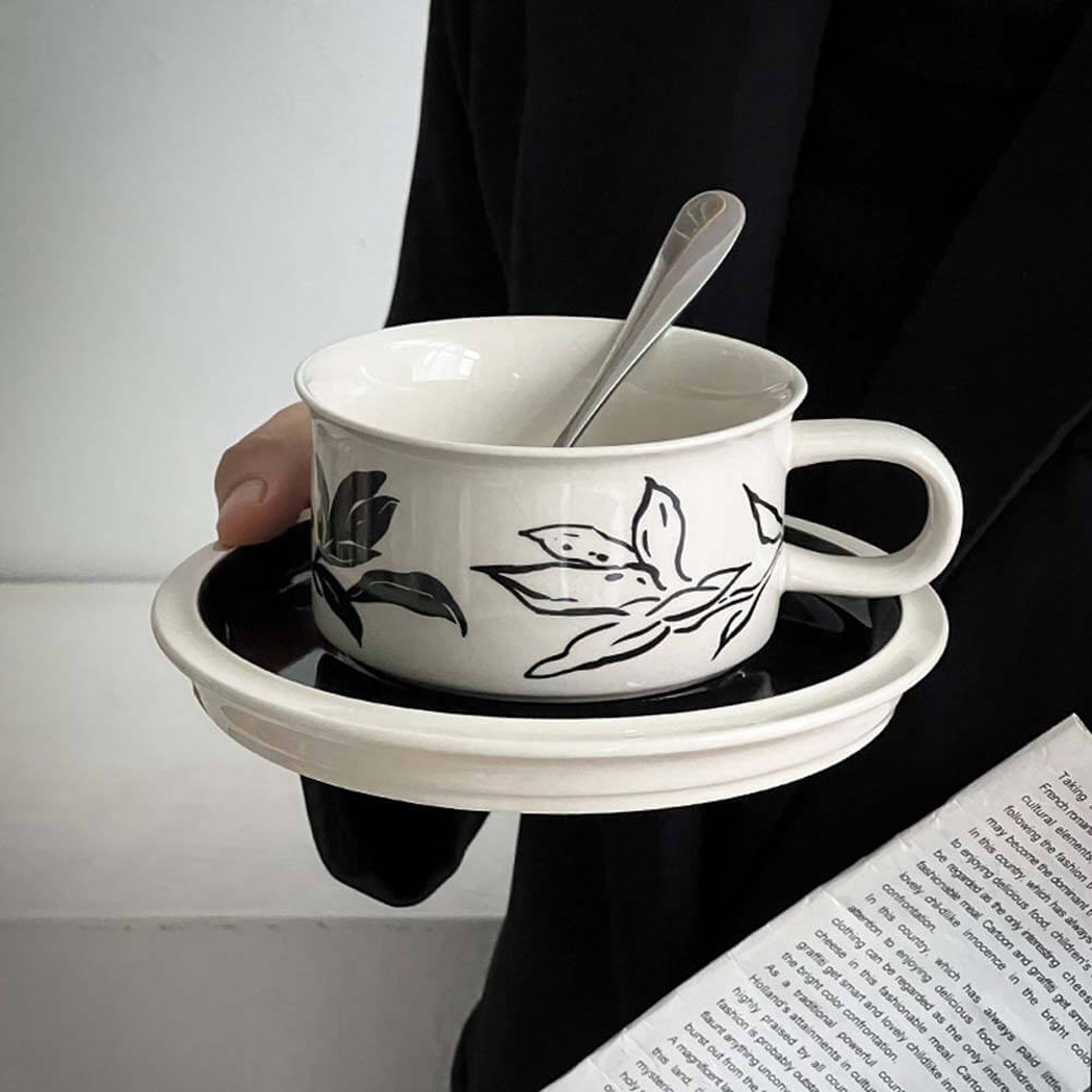 BowooHome マグカップ オシャレ 磁器 コーヒーカップ ティーカップ Coffee Cup カップ 耐熱 耐冷 食洗器可 お手入れ簡単