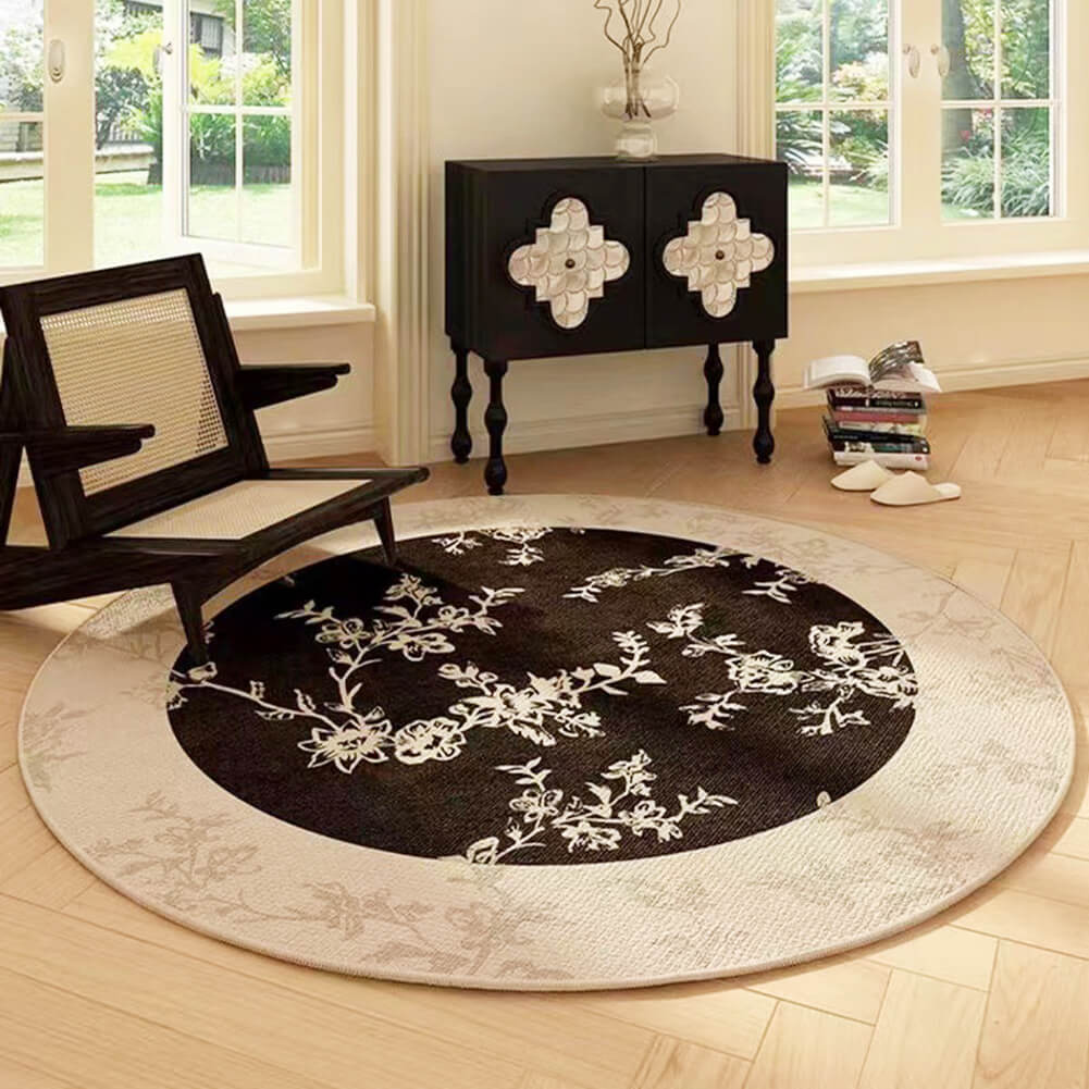 BowooHome ラグ 円形 北欧 ラグマット ファッション 平坦 さらさらした触り 掃除簡単 おしゃれ ラグカーペット 洗える 滑り止め付き 四季通用