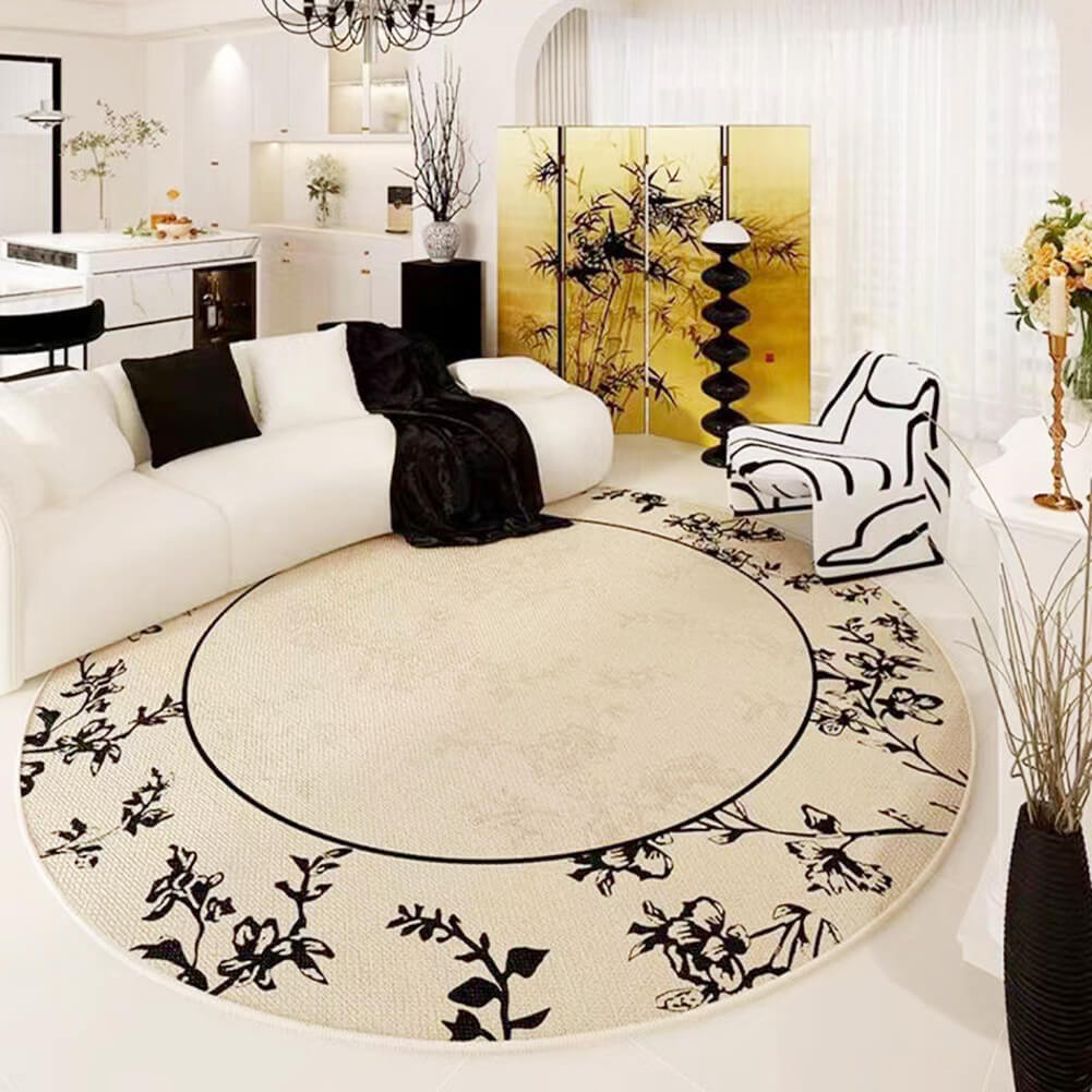 BowooHome ラグ 円形 北欧 ラグマット ファッション 平坦 さらさらした触り 掃除簡単 おしゃれ ラグカーペット 洗える 滑り止め付き 四季通用