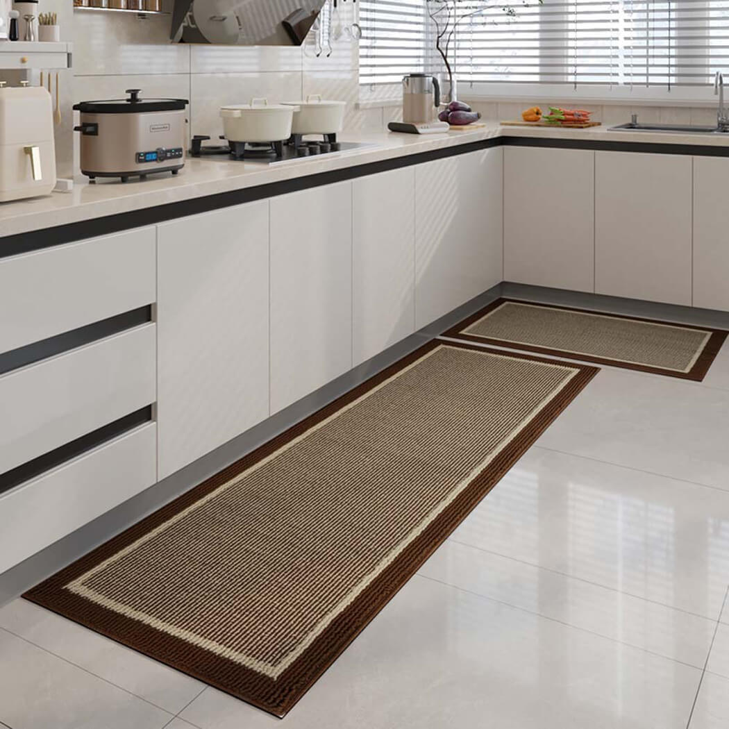 BowooHome キッチンマット 玄関マット おしゃれ 洗える 吸水 速乾 耐用性 抗菌防臭 お手入れ簡単 掃除やすい 滑り止め付き