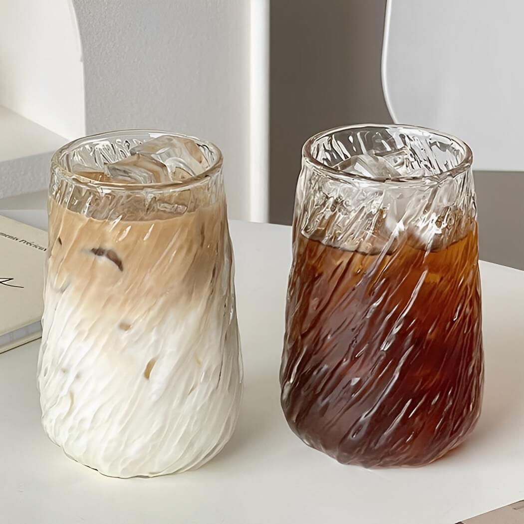 BowooHome グラス コーヒーカップ 耐熱 耐冷 ガラス オシャレ ティーカップ カップ 食洗器可 Coffee Cup お手入れ簡単