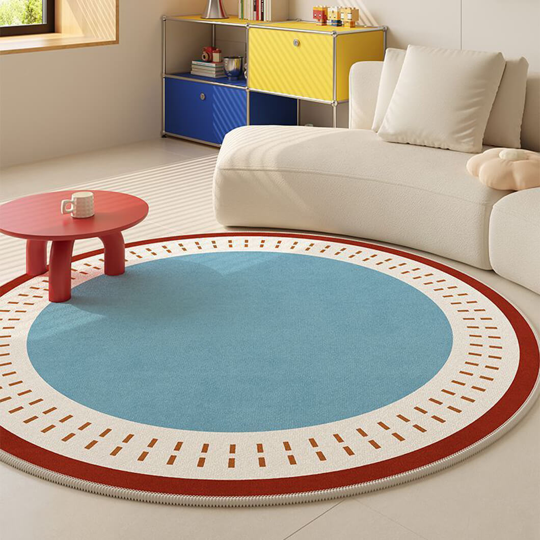 BowooHome ラグ 円形 ラグマット 可愛い シンプル 平坦 さらさらした触り おしゃれ ラグカーペット 掃除簡単 洗える 滑り止め付き 四季通用