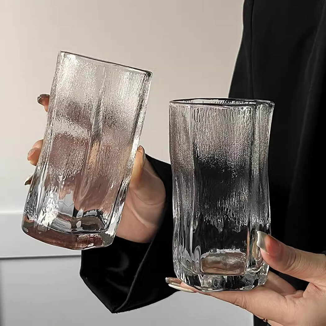 BowooHome グラス コーヒーカップ 耐熱 耐冷 オシャレ シンプル ガラス カップ シンプル ティーカップ 食洗器可 Coffee Cup お手入れ簡単