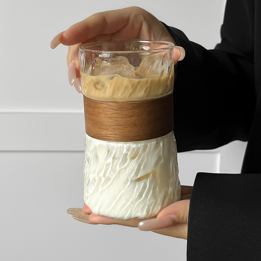BowooHome グラス コーヒーカップ シンプル 耐熱 耐冷 ティーカップ シンプル オシャレ 食洗器可 ガラス カップ Coffee Cup お手入れ簡単