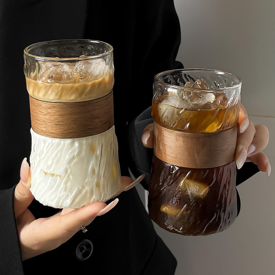 BowooHome グラス コーヒーカップ シンプル 耐熱 耐冷 ティーカップ シンプル オシャレ 食洗器可 ガラス カップ Coffee Cup お手入れ簡単