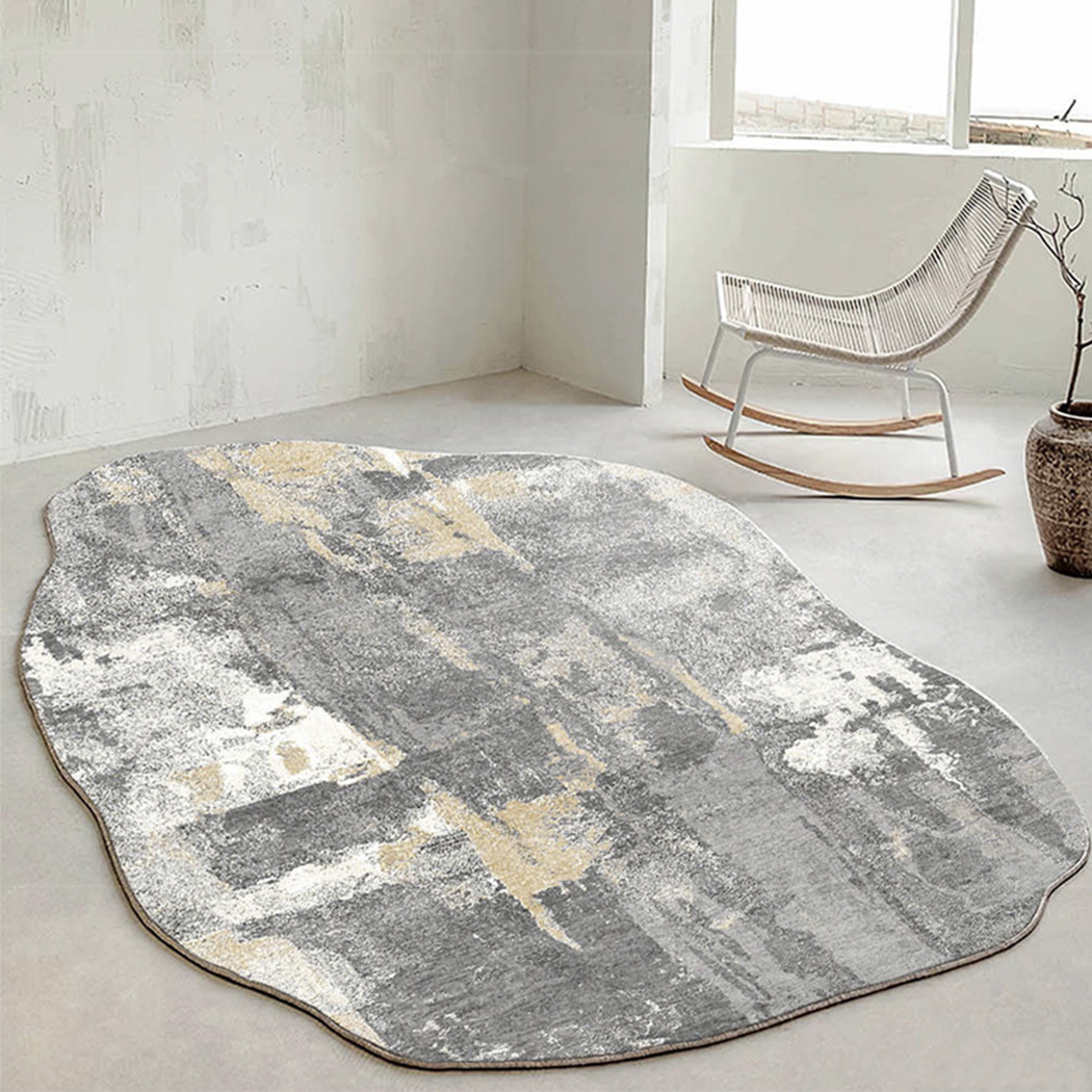 BowooHome ラグ カーペット 楕円形 ボア ラグマット 洗える おしゃれ 円形 ラグ 短い毛足 絨毯 滑り止め付き 掃除易い 床暖房対応 オールシーズン