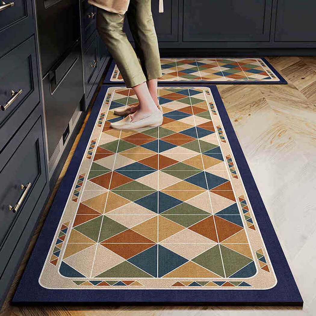 BowooHome キッチンマット 玄関マット 北欧 バス 台所マット 滑り止め付き おしゃれ 家用・業務用・店舗用 掃除やすい 吸水 洗える 速乾