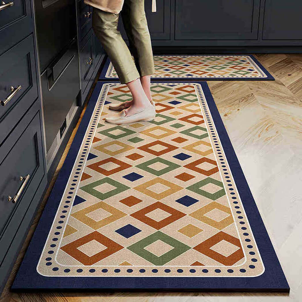 BowooHome キッチンマット 玄関マット 北欧 バス 台所マット 滑り止め付き おしゃれ 家用・業務用・店舗用 掃除やすい 吸水 洗える 速乾