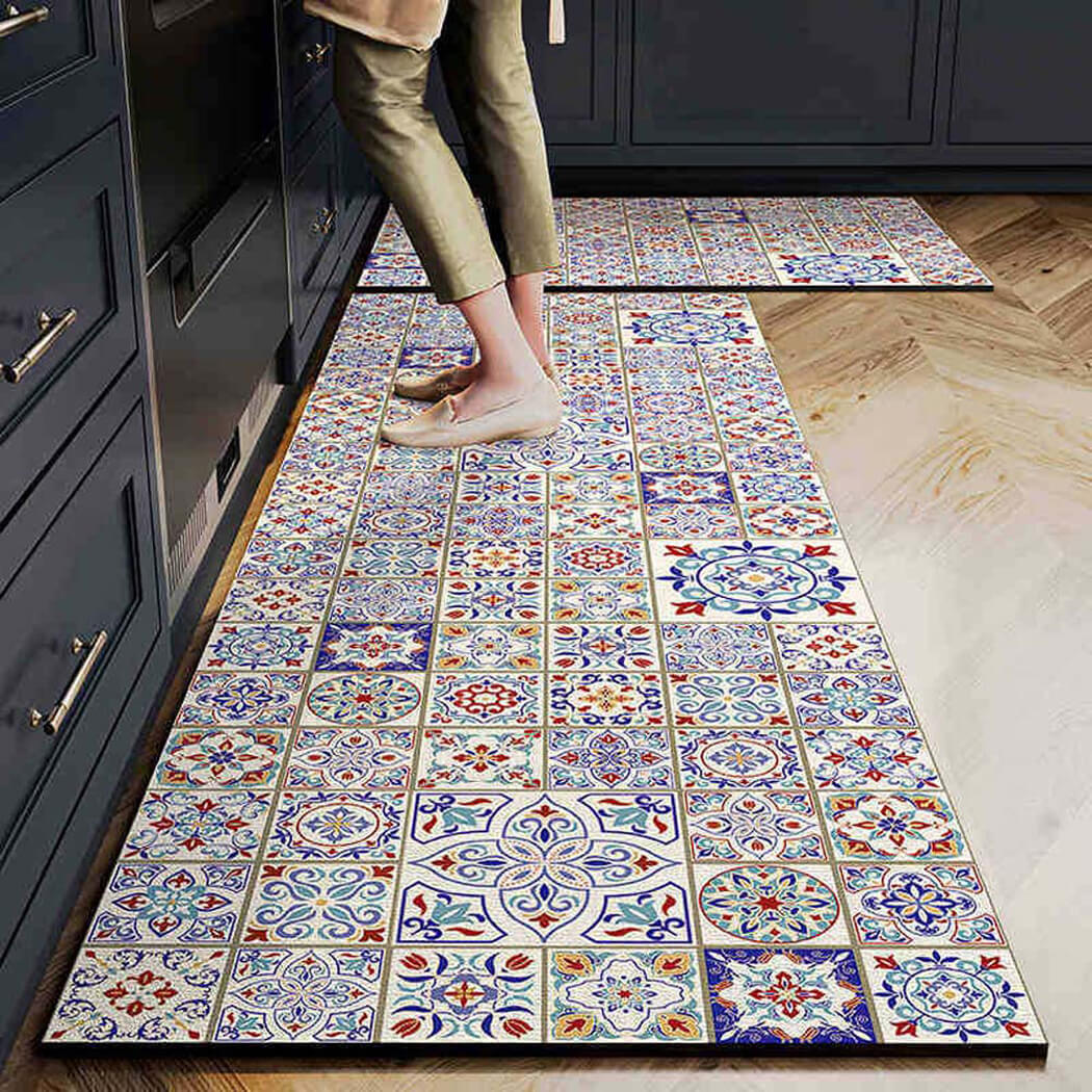 BowooHome キッチンマット 玄関マット 北欧 バス 台所マット 滑り止め付き おしゃれ 家用・業務用・店舗用 掃除やすい 吸水 洗える 速乾