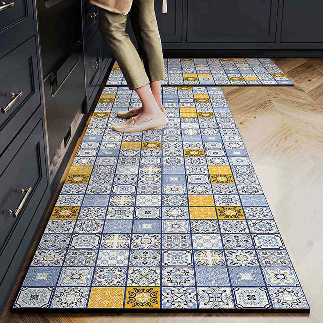 BowooHome キッチンマット 玄関マット 北欧 バス 台所マット 滑り止め付き おしゃれ 家用・業務用・店舗用 掃除やすい 吸水 洗える 速乾