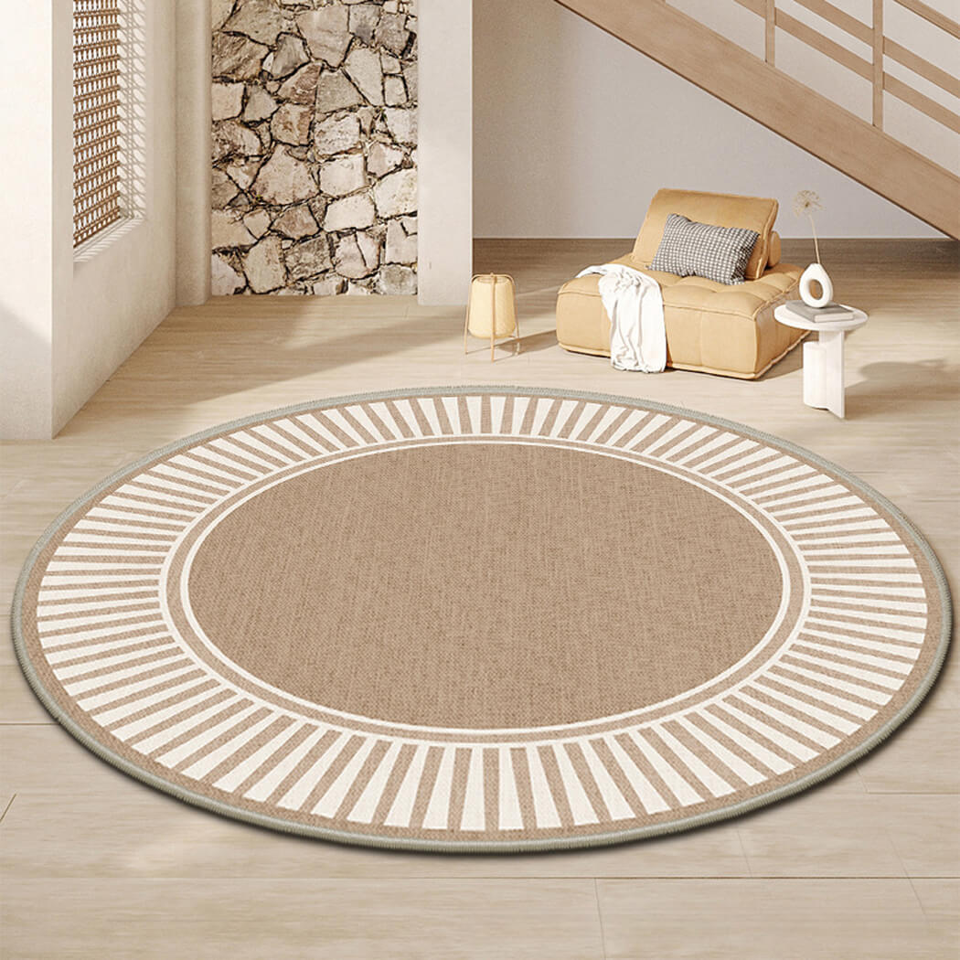 BowooHome おしゃれ 円形 ラグ シンプル ラグマット ループ短絨 平坦 カーペット 掃除簡単 洗える 滑り止め付き 四季通用