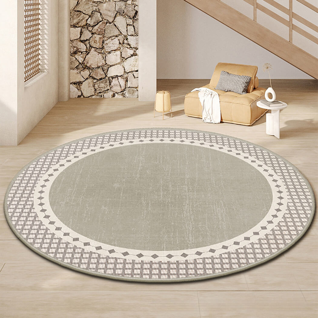 BowooHome おしゃれ ラグ 円形 シンプル ラグマット ループ短絨 平坦 カーペット 掃除簡単 洗える 滑り止め付き 四季通用