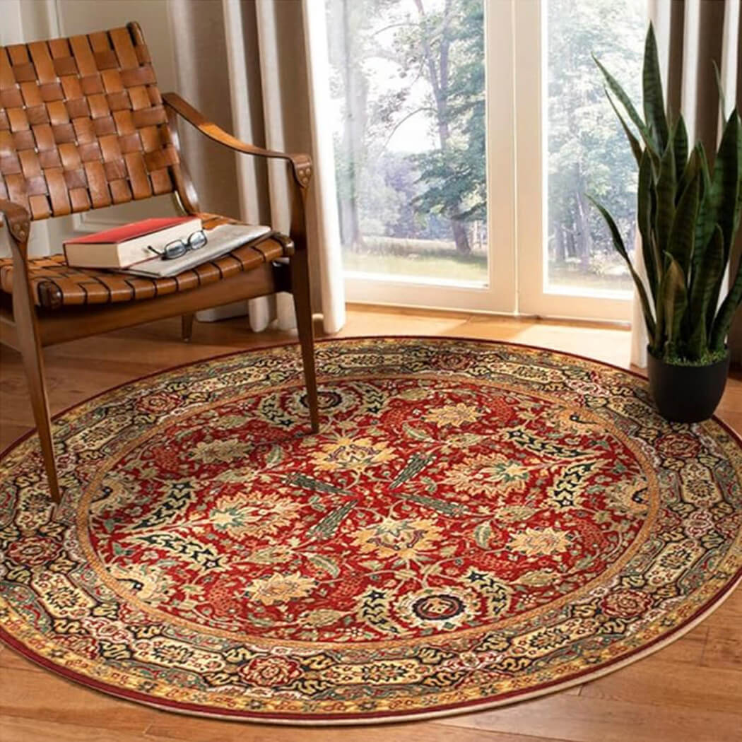 BowooHome おしゃれ 円形 ラグ ラグマット 毛足のない カーペット 洗える 掃除やすい 滑り止め付き オールシーズン