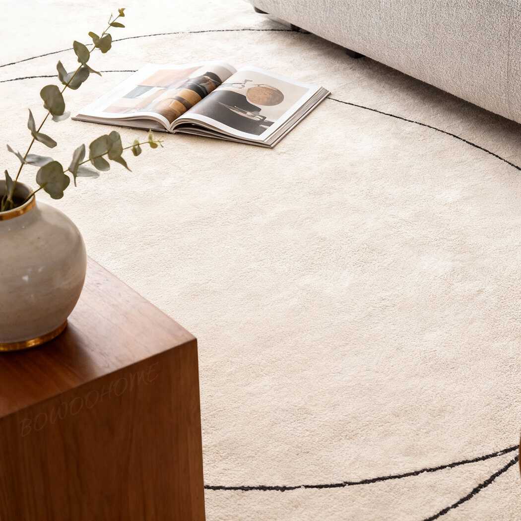 BowooHome ラグ 円形 ラグマット おしゃれ カーペット 洗える 短い毛足 厚め 絨毯 滑り止め付き 掃除易い 床暖房対応 オールシーズン