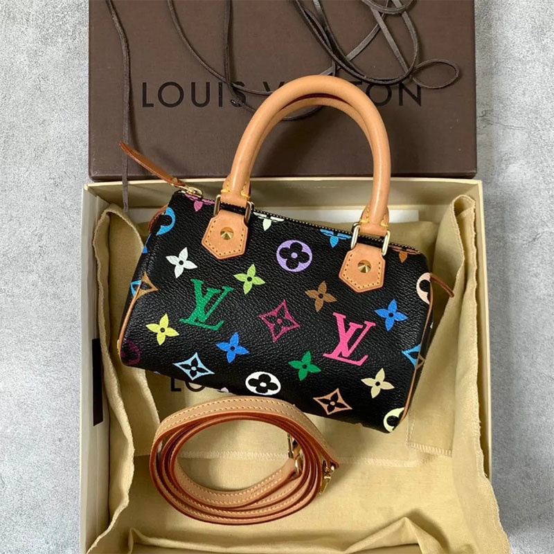 LV × TM マルチカラーノワールナノ･スピーディクロス ボディ バッグショルダー バッグ レディースM13406