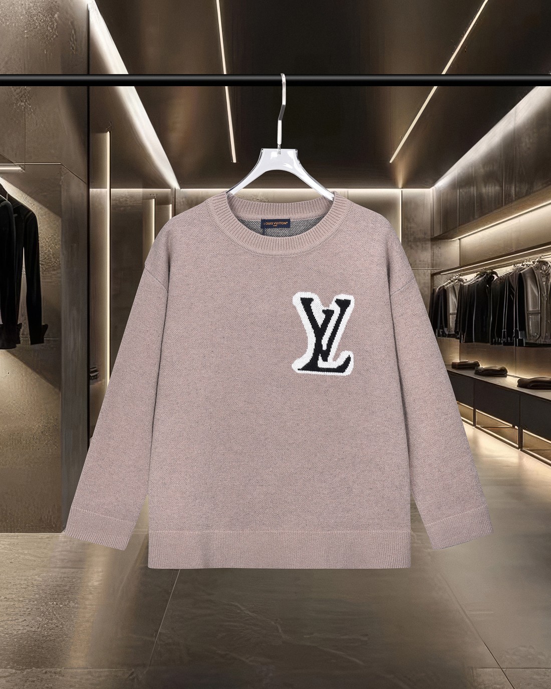 ダミエウールクルーネック