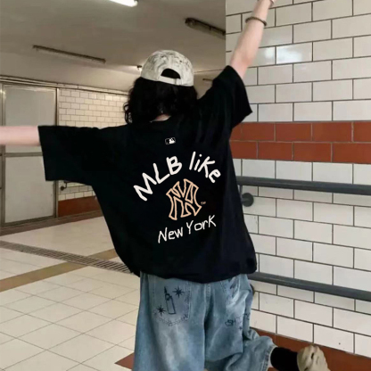 MLB ヤンキース 新作 半袖 Tシャツ コットン クルーネック メンズ レディース