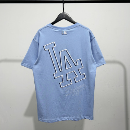 MLB ドジャース 新作 半袖 Tシャツ コットン ブルー