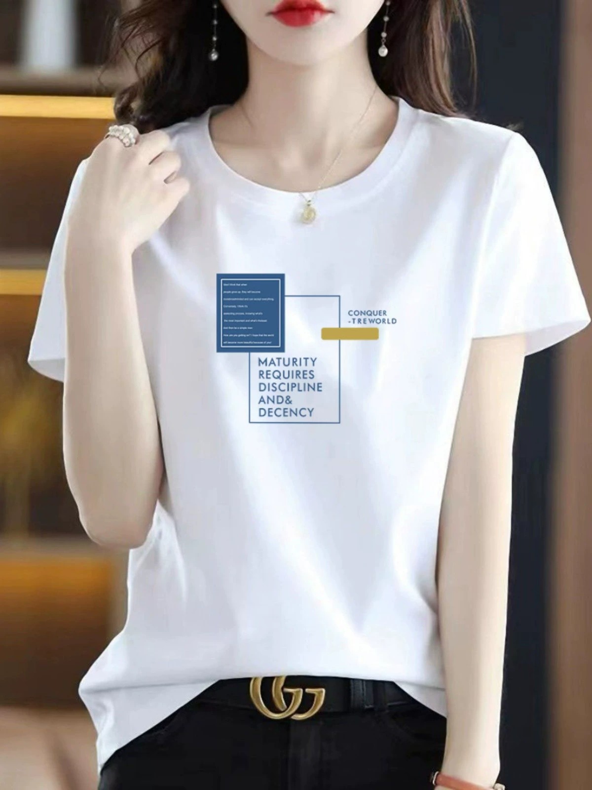 シンプル ホワイト コットン 半袖